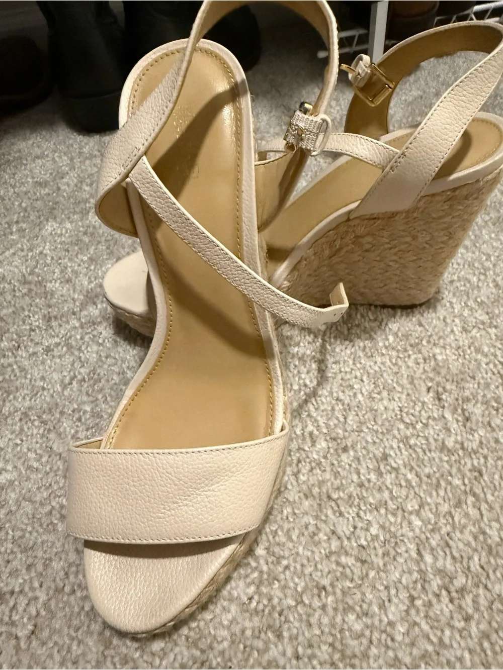 Michael Kors Cream Leather Ankle-Strap Sandals